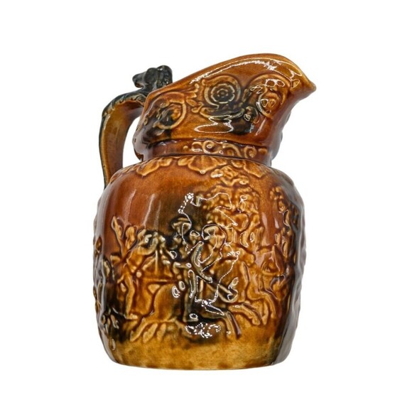 VTG Arthur Wood British Pottery Horse Head Handle Embossed Hunt Scene Pitcher 8" - Picture 9 of 16